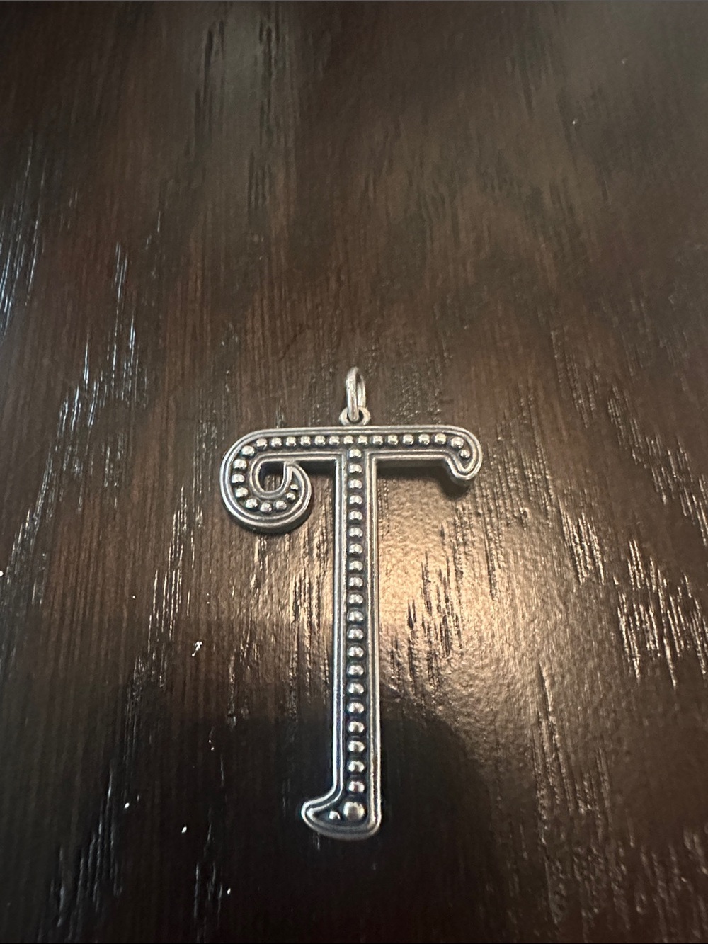 James Avery Silver Letter T Beaded Pendant